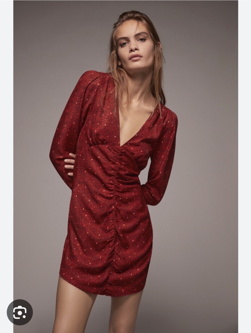 NWT Zara Red And Black Speckled Animal Print Cocktail Mini Dress Size Small